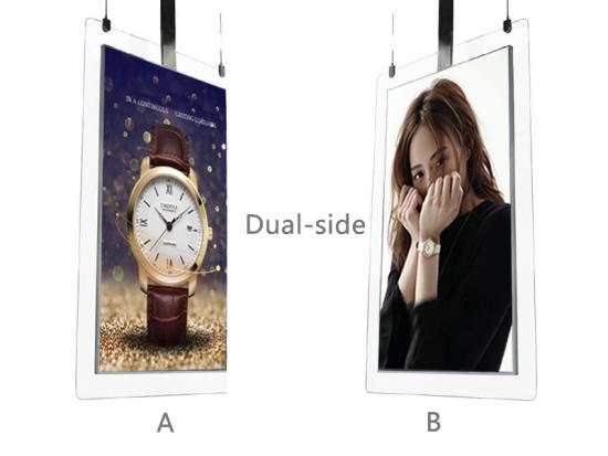 55 Inch Hanging Ultrathin Double Sided Display UHD 4K Dual Screen LCD Digital Signage Advertising Display Android Smart 